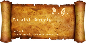 Matulai Gergely névjegykártya